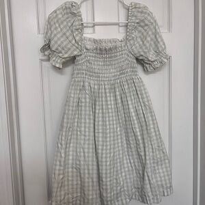 Abercrombie & Fitch Green and White Smocked Puff Sleeve Sundress